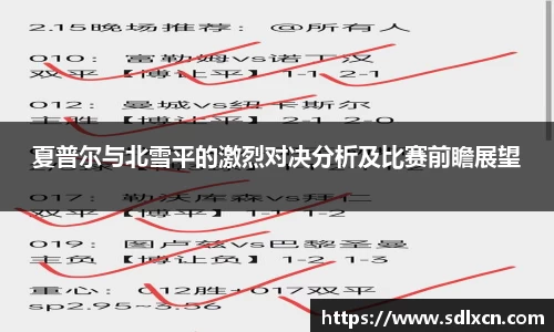 夏普尔与北雪平的激烈对决分析及比赛前瞻展望